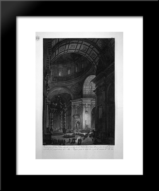 Prospetto Anteriore Del Tempio Vaticano Venduto Nelle Sere Di Gioved Del Venerd Santo Al Chiarore Della Gran Croce Di Metallo Illuminata, Disegno Di L Despres 20x24 Black Modern Wood Framed Art Print Poster by Piranesi, Giovanni Battista