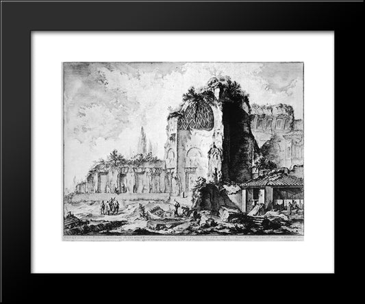 Reconstruction Of The Column Referred To In The Preceding Tables, And Various Medals Of Antoninus And Faustina 20x24 Black Modern Wood Framed Art Print Poster by Piranesi, Giovanni Battista