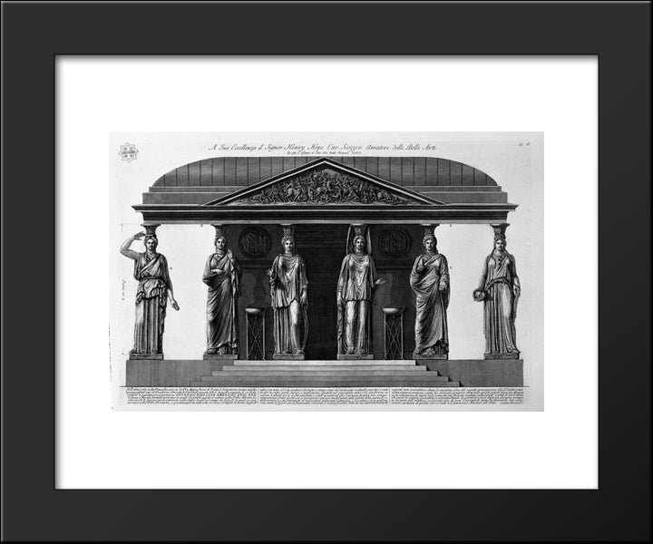 Reconstruction Of The Edifice Supported By Caryatids Found In 1765 In The Vineyard Off-Strozzi Port St Sebastian 20x24 Black Modern Wood Framed Art Print Poster by Piranesi, Giovanni Battista