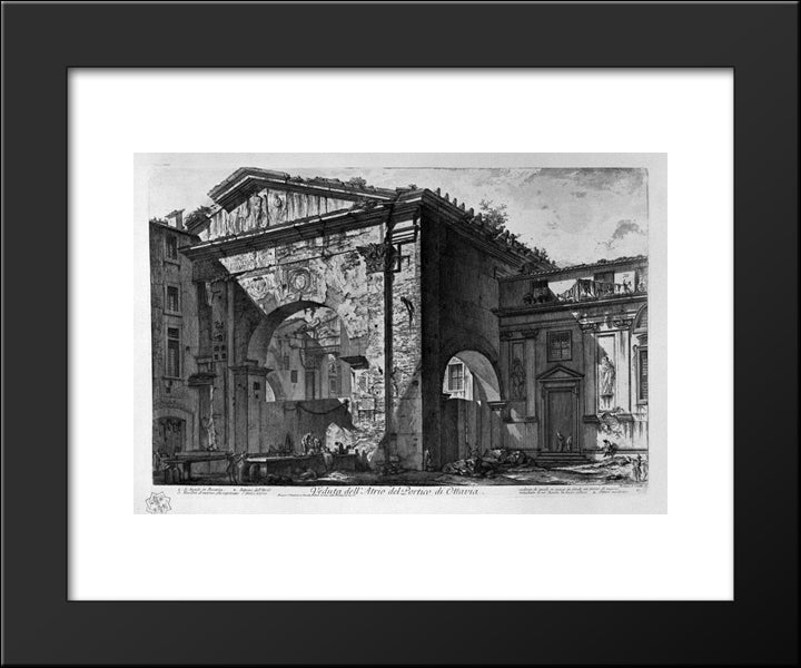 Remains Of A Covered Porch, Or Cryptoporticus, In A Villa Of Domitian Five Miles Distant From Rome On The Via Frascati 20x24 Black Modern Wood Framed Art Print Poster by Piranesi, Giovanni Battista