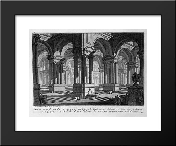 Set Of Stairs Decorated With Magnificent Architecture 20x24 Black Modern Wood Framed Art Print Poster by Piranesi, Giovanni Battista