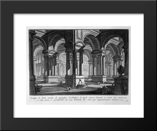 Set Of Stairs Decorated With Magnificent Architecture 20x24 Black Modern Wood Framed Art Print Poster by Piranesi, Giovanni Battista