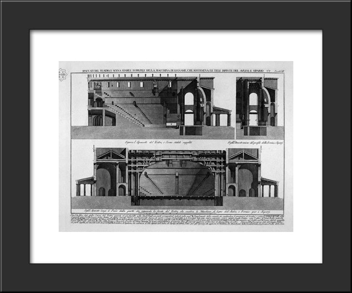 Split Of The Theater, And Stage Stable Supple, And Machine Of Wood, And Painted Canvases Sosteneua Of Classrooms, And Curtain 20x24 Black Modern Wood Framed Art Print Poster by Piranesi, Giovanni Battista