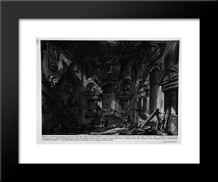 The Roman Antiquities, T. 2, Plate Lvi. Interior View Of The Burial Chamber In The Vineyard Gate S. Casali Sebastiano 20x24 Black Modern Wood Framed Art Print Poster by Piranesi, Giovanni Battista