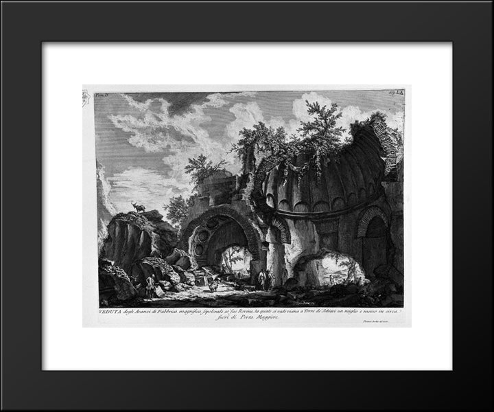 The Roman Antiquities, T. 2, Plate Lx. A View Of The Magnificent Tomb Near The Remains Of The Factory In Torre De `Schiavi Outside Porta Maggiore 20x24 Black Modern Wood Framed Art Print Poster by Piranesi, Giovanni Battista