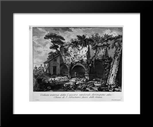 The Roman Antiquities, T. 2, Plate Xliv. Interior View Of The Burial Chamber In The Vineyard Gate S. Casali Sebastiano 20x24 Black Modern Wood Framed Art Print Poster by Piranesi, Giovanni Battista