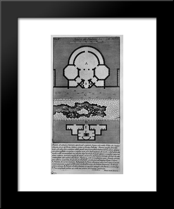 The Roman Antiquities, T. 2, Plate Xlviii. Plan Of Some Burial Chambers Discovered The Year 1751 20x24 Black Modern Wood Framed Art Print Poster by Piranesi, Giovanni Battista