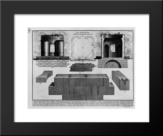 The Roman Antiquities, T. 3, Plate Ix. Plan Of The Tomb Outside Porta S. Sebastian On The Ancient Appian Way In The Vineyard Of The Buonamici From Capo Di Bove 20x24 Black Modern Wood Framed Art Print Poster by Piranesi, Giovanni Battista