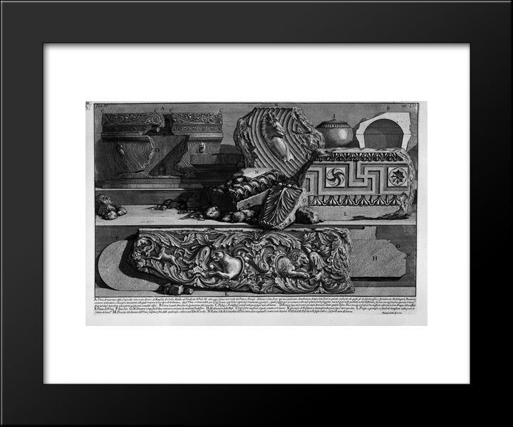 The Roman Antiquities, T. 3, Plate Liii. Marble Urn With A Lid Found In The Mausoleum Of Cecilia Metella 20x24 Black Modern Wood Framed Art Print Poster by Piranesi, Giovanni Battista