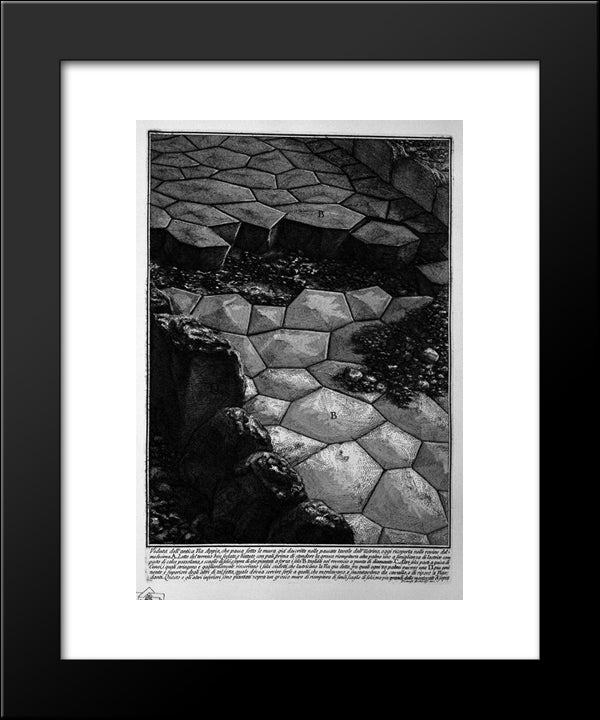 The Roman Antiquities, T. 3, Plate Vii. View Of The Ancient Appian Way, Which Passes Under The Walls Of `Ustrine 20x24 Black Modern Wood Framed Art Print Poster by Piranesi, Giovanni Battista