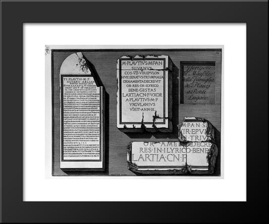 The Roman Antiquities, T. 3, Plate Xi. Membership Of The Mausoleum Of The Family In Ponte De Plauzij Lugano 20x24 Black Modern Wood Framed Art Print Poster by Piranesi, Giovanni Battista