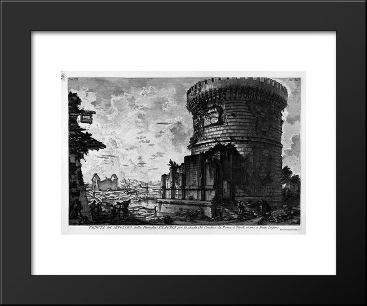 The Roman Antiquities, T. 3, Plate Xii. View Of The Family Tomb Of Plautius On The Road Leading From Rome To Tivoli Near Ponte Lugano 20x24 Black Modern Wood Framed Art Print Poster by Piranesi, Giovanni Battista