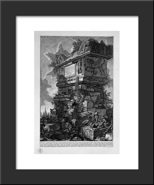 The Roman Antiquities, T. 3, Plate Xiv. View Of A Tomb Outside Porta Del Popolo On The Ancient Via Cassia Called By The Vulgar: The Tomb Of Nero 20x24 Black Modern Wood Framed Art Print Poster by Piranesi, Giovanni Battista