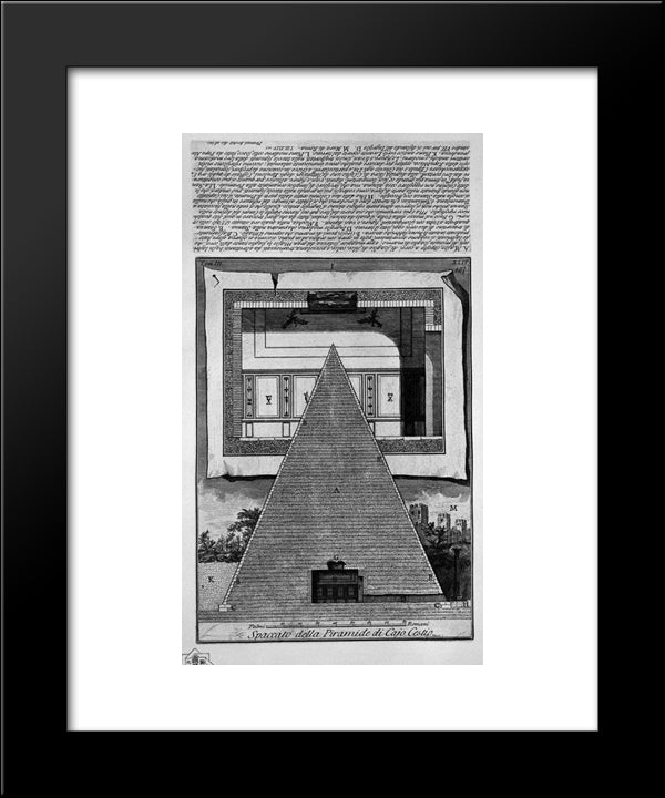 The Roman Antiquities, T. 3, Plate Xlv. Cross-Section Of The Pyramid Of Caius Cestius 20x24 Black Modern Wood Framed Art Print Poster by Piranesi, Giovanni Battista