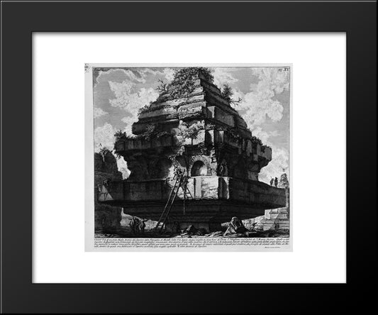 The Roman Antiquities, T. 3, Plate Xv. View Of A Large Boulder, A Relic Of The Tomb Of The Family? 20x24 Black Modern Wood Framed Art Print Poster by Piranesi, Giovanni Battista