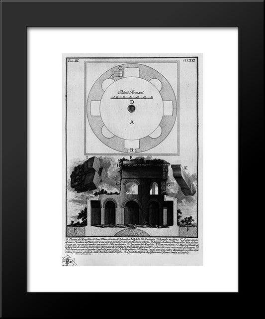 The Roman Antiquities, T. 3, Plate Xvi. Plan And Section Of The Mausoleum Of S. Emperor Constantine`S Mother Helena Ta, On The Via Labicana 20x24 Black Modern Wood Framed Art Print Poster by Piranesi, Giovanni Battista