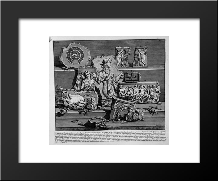 The Roman Antiquities, T. 3, Plate Xxix. Fragments Of Sculptures And Various Objects Found In Burial Chambers Above 20x24 Black Modern Wood Framed Art Print Poster by Piranesi, Giovanni Battista