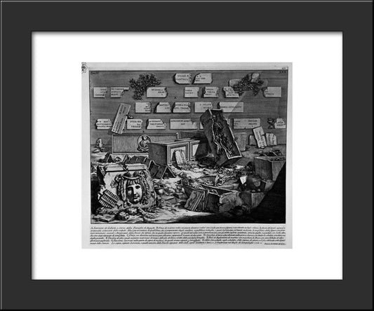 The Roman Antiquities, T. 3, Plate Xxx. Inscriptions, Sarcophagi And Other Objects Found In Burial Chambers Earlier, Etc. 20x24 Black Modern Wood Framed Art Print Poster by Piranesi, Giovanni Battista