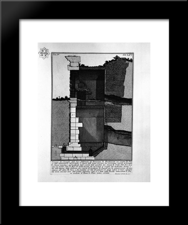 The Roman Antiquities, T. 4, Plate Liv. Section Of The Menagerie Of Wild Beasts Made ??By Domitian 20x24 Black Modern Wood Framed Art Print Poster by Piranesi, Giovanni Battista