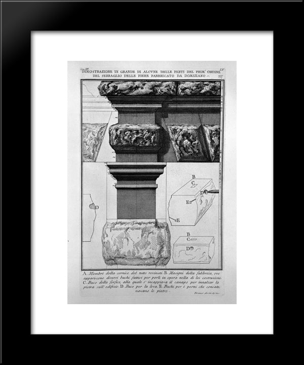 The Roman Antiquities, T. 4, Plate Lv. Vista Of Some Of The Great Parts Of The First Order Of The Seraglio Of The Fairs `Manufactured By Domitian 20x24 Black Modern Wood Framed Art Print Poster by Piranesi, Giovanni Battista