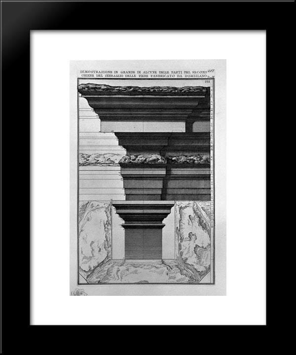 The Roman Antiquities, T. 4, Plate Lvi. Vista Of Some Of The Great Parts Of The Second Order Of The Seraglio Of The Fairs `Manufactured By Domitian 20x24 Black Modern Wood Framed Art Print Poster by Piranesi, Giovanni Battista