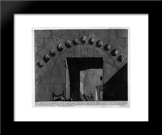 The Roman Antiquities, T. 4, Plate Xi. View Of The Underground Foundation Of The Mausoleum Of Adrian`S Helium 20x24 Black Modern Wood Framed Art Print Poster by Piranesi, Giovanni Battista