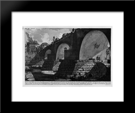 The Roman Antiquities, T. 4, Plate Xiii. Cross-Section And Construction Details Of Bridge St. Angel Etc. 20x24 Black Modern Wood Framed Art Print Poster by Piranesi, Giovanni Battista