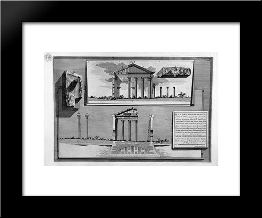 The Roman Antiquities, T. 4, Plate Xl. Surplus Of The Front Interior Of The Portico Of Octavia, His Section, Foundation And Construction Details 20x24 Black Modern Wood Framed Art Print Poster by Piranesi, Giovanni Battista