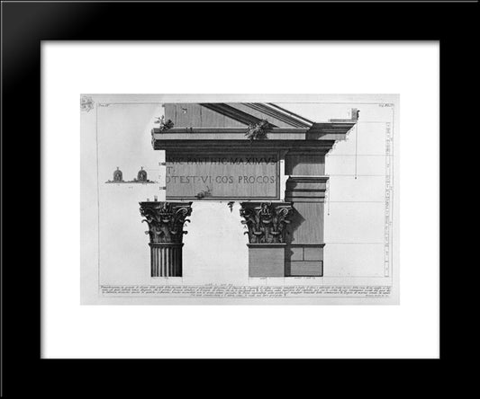 The Roman Antiquities, T. 4, Plate Xlii. Vista Of Some Of The Great Parts Of The Facade Of The Main Entrance Of The Portico D`Ottavia 20x24 Black Modern Wood Framed Art Print Poster by Piranesi, Giovanni Battista