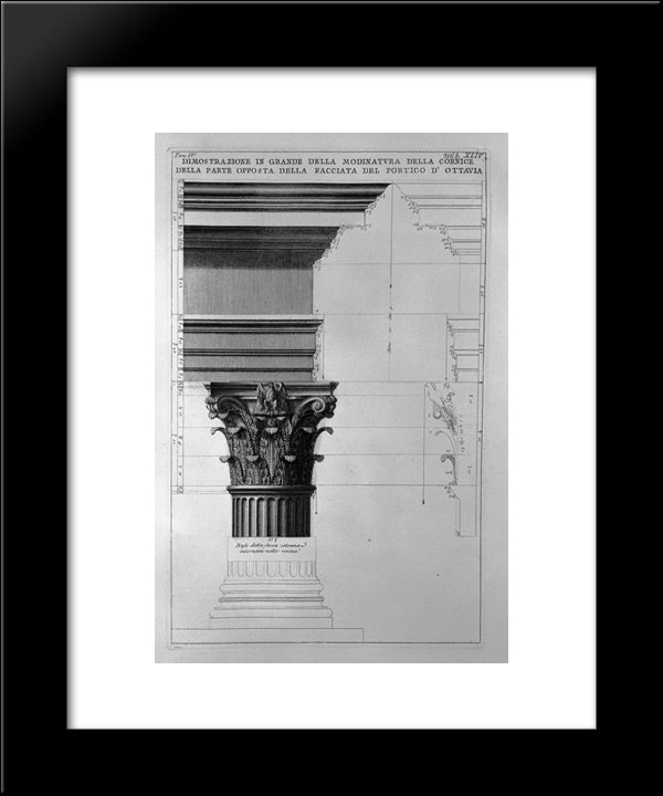 The Roman Antiquities, T. 4, Plate Xliv. Vista Of Modinatura Big Frame On The Opposite Side Of The Facade Of The Portico Of Octavia 20x24 Black Modern Wood Framed Art Print Poster by Piranesi, Giovanni Battista