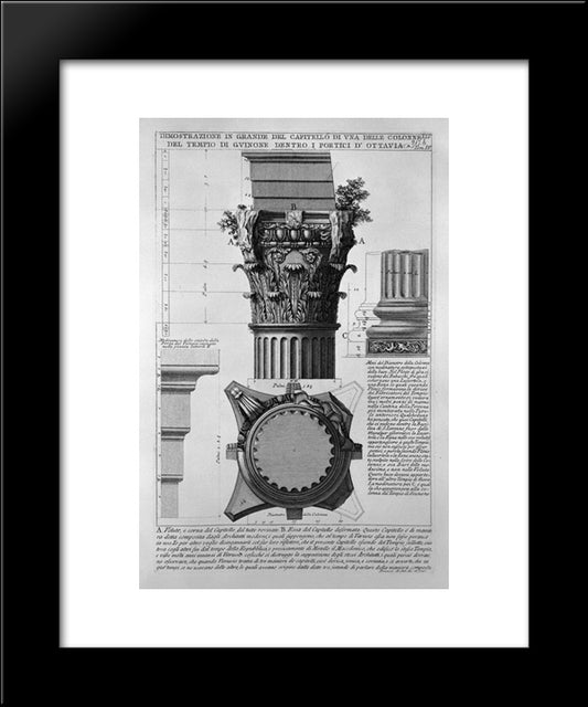 The Roman Antiquities, T. 4, Plate Xlv. Vista Of The Great Capitals Of The Columns Of The Temple Of Juno In The Portico D`Ottavia 20x24 Black Modern Wood Framed Art Print Poster by Piranesi, Giovanni Battista