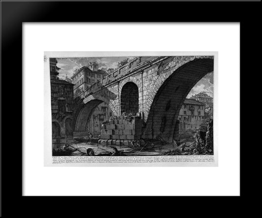 The Roman Antiquities, T. 4, Plate Xvi. A View Of The Portion Of The Ship Built And Planted Before The Travertine Substructures 20x24 Black Modern Wood Framed Art Print Poster by Piranesi, Giovanni Battista