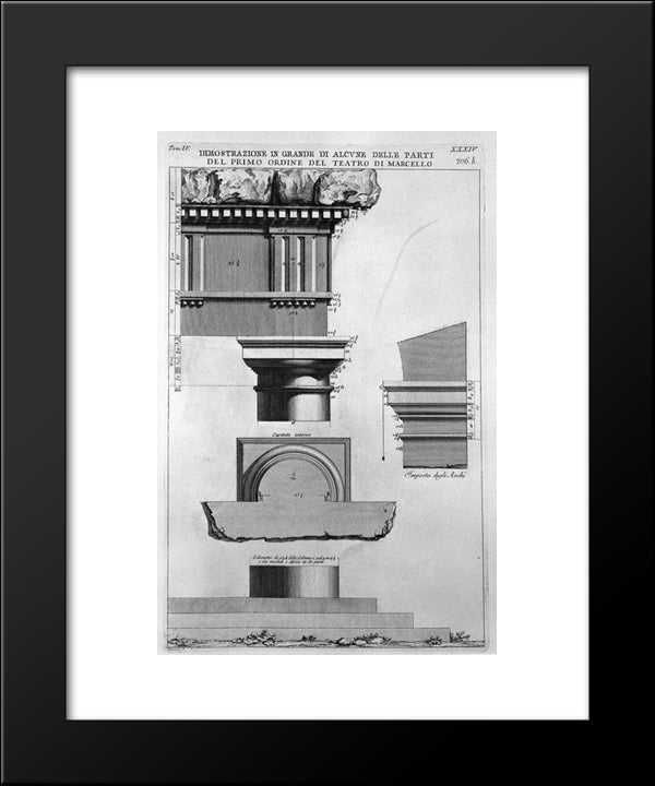 The Roman Antiquities, T. 4, Plate Xxxiv. Vista Of Some Of The Great Parts Of The First Order Of The Theatre Of Marcellus 20x24 Black Modern Wood Framed Art Print Poster by Piranesi, Giovanni Battista