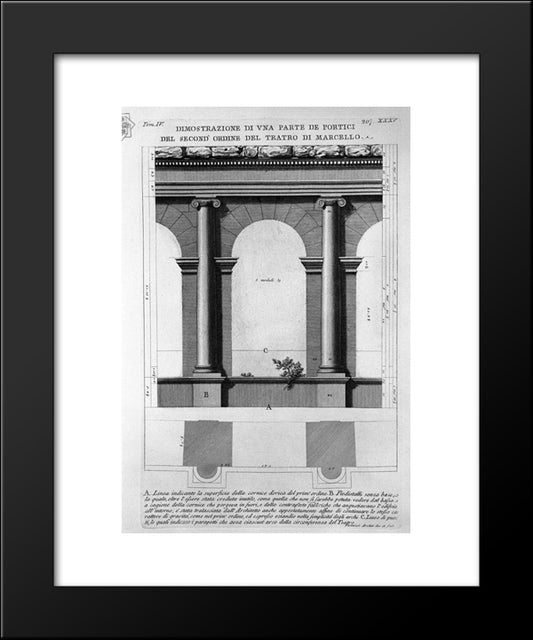 The Roman Antiquities, T. 4, Plate Xxxv. Great Vista Of Some Of The Doric Order Of The Second `Theatre Of Marcellus 20x24 Black Modern Wood Framed Art Print Poster by Piranesi, Giovanni Battista