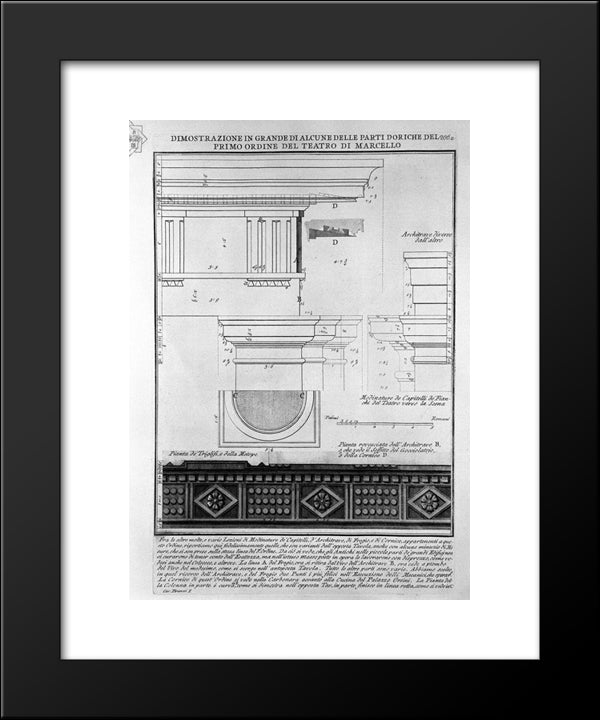 The Roman Antiquities, T. 4, Plate Xxxv. Great Vista Of Some Of The First Order Of The Doric Of The Theatre Of Marcellus 20x24 Black Modern Wood Framed Art Print Poster by Piranesi, Giovanni Battista