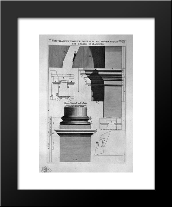 The Roman Antiquities, T. 4, Plate Xxxvi. Vista Of A Second Part Of The Arcades Of The Theatre Of Marcellus 20x24 Black Modern Wood Framed Art Print Poster by Piranesi, Giovanni Battista