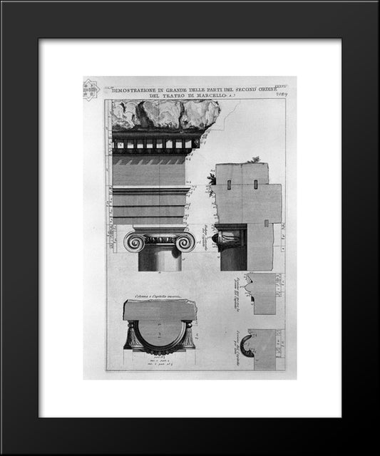 The Roman Antiquities, T. 4, Plate Xxxvii. Vista Of The Second-Largest Share Of The Theatre Of Marcellus 20x24 Black Modern Wood Framed Art Print Poster by Piranesi, Giovanni Battista