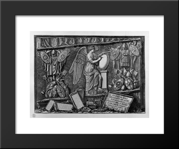 Trophies Of The Dacians, Sarmatians And Other Peoples Of The Allies In The Band And Carved Into The Pedestal Of Trajan Column 20x24 Black Modern Wood Framed Art Print Poster by Piranesi, Giovanni Battista