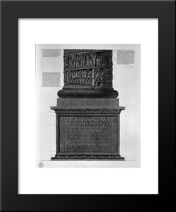 View Of Main Facade Of The Antonine Column, In Six Tables 20x24 Black Modern Wood Framed Art Print Poster by Piranesi, Giovanni Battista