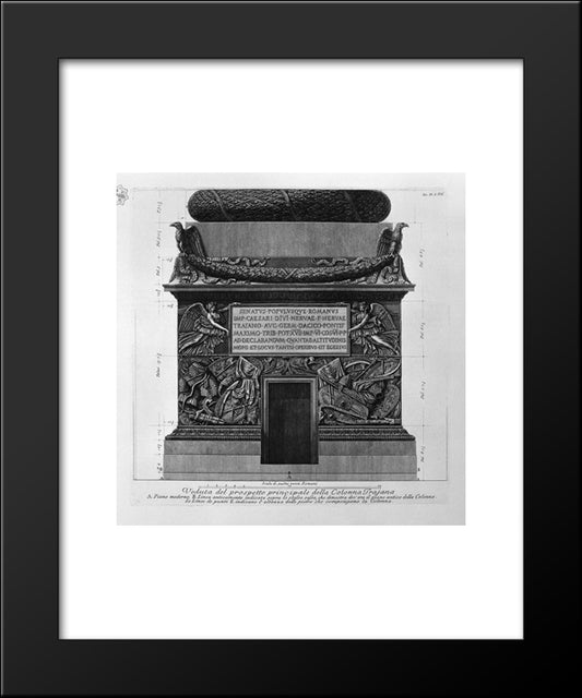 View Of Main Facade Of The Trajan Column, Six Boards Together 20x24 Black Modern Wood Framed Art Print Poster by Piranesi, Giovanni Battista