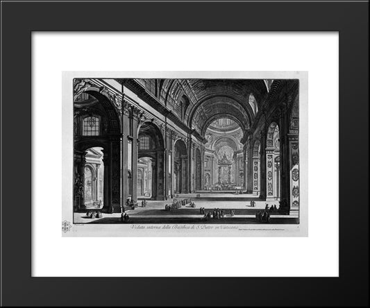 View Of The Great Basilica Of St. Peter`S Square And Was Originally Located Where The Cirque And The Gardens Of Gaius And Nero In The Valley Of The Vatican 20x24 Black Modern Wood Framed Art Print Poster by Piranesi, Giovanni Battista