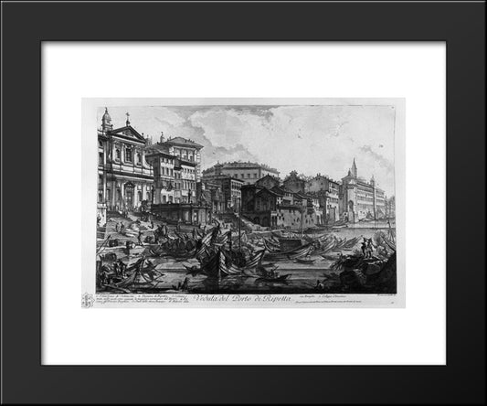 View Of The Monument Erected By The Emperor Titus Vespasian Restored For The New Aqueducts Of Anion And Claudia 20x24 Black Modern Wood Framed Art Print Poster by Piranesi, Giovanni Battista