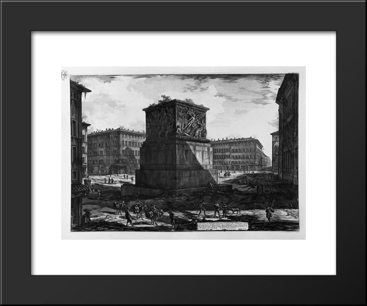 View Of The Pedestal Of The Apotheosis Of Antoninus Pius And His Wife Faustina In The Piazza Di Monte Citorio 20x24 Black Modern Wood Framed Art Print Poster by Piranesi, Giovanni Battista