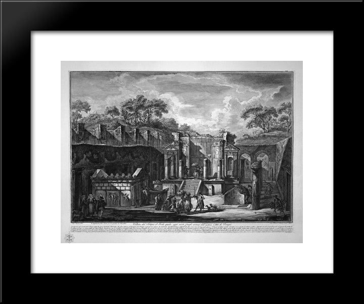 View Of The Temple Of Isis, Which Today Exists Among The Remains Of The Ancient City Of Pompeii, Design Of L Despres 20x24 Black Modern Wood Framed Art Print Poster by Piranesi, Giovanni Battista