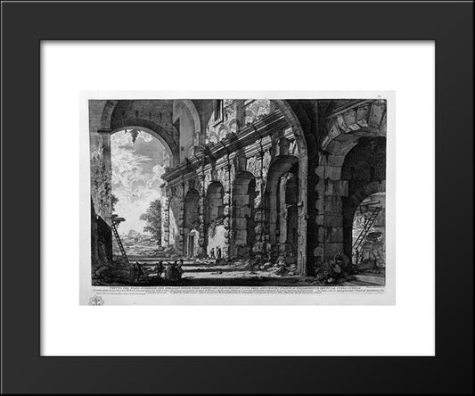 View Of The Upper Floor Of The Menagerie Of Wild Beasts Made ??By Domitian For The Use Of The Flavian Amphitheatre, Commonly Known As The Curia And Ostilia 20x24 Black Modern Wood Framed Art Print Poster by Piranesi, Giovanni Battista