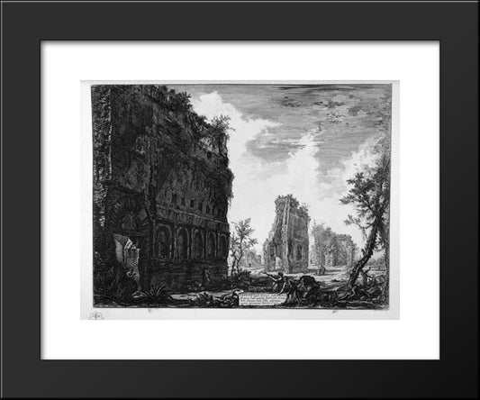 View The Remains Of The Circumference Of The Oldest Manufacturers Of One Of The Squares Of The Villa Adriana 20x24 Black Modern Wood Framed Art Print Poster by Piranesi, Giovanni Battista