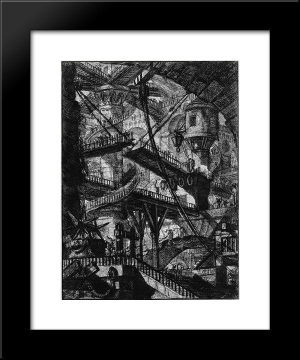 The Prisons 20x24 Black Modern Wood Framed Art Print Poster by Piranesi, Giovanni Battista