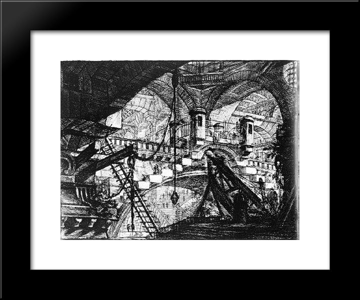 The Prisons 20x24 Black Modern Wood Framed Art Print Poster by Piranesi, Giovanni Battista