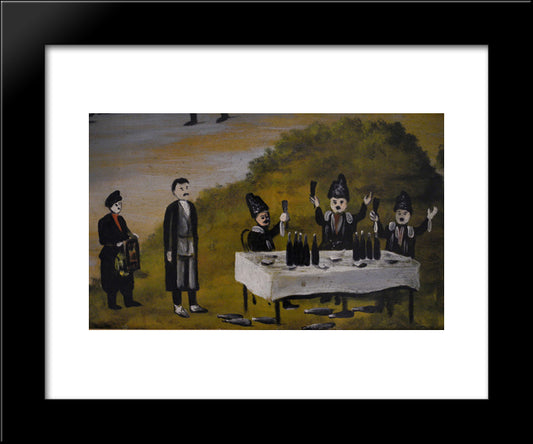 Saint George's Day In Bolnisi (Fragment) 20x24 Black Modern Wood Framed Art Print Poster by Pirosmani, Niko