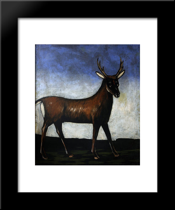 Deer 20x24 Black Modern Wood Framed Art Print Poster by Pirosmani, Niko